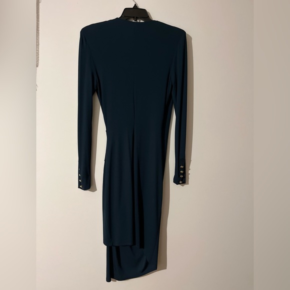 Alexandre Vauthier Gathered Detail Midi Dress in Petrol (Dark Teal) - Picture 13 of 17